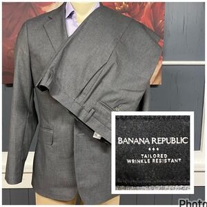 Banana Republic Suit Mens 40R Tailored Fit‎ Poly Blend Stretch Pants 33x29 Gray